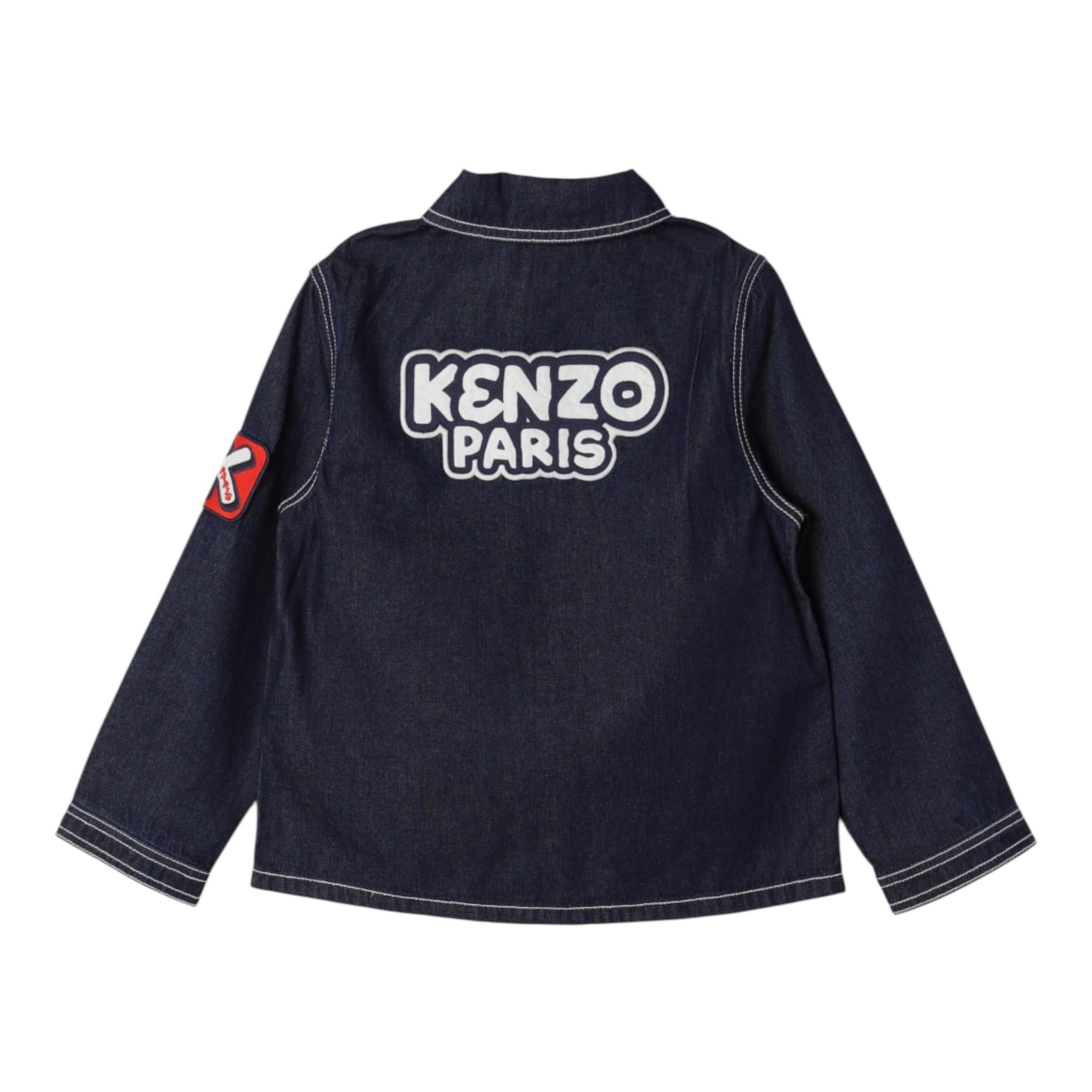 Kenzo Giubbino In Denim Tinta Unita per Bambino K60281 BLU KENZO 