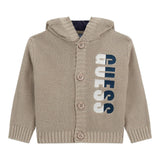 GUESS cardigan tinta unita con cappuccio e logo Beige per Neonato I4YR00Z2NN0 BEIGE GUESS 
