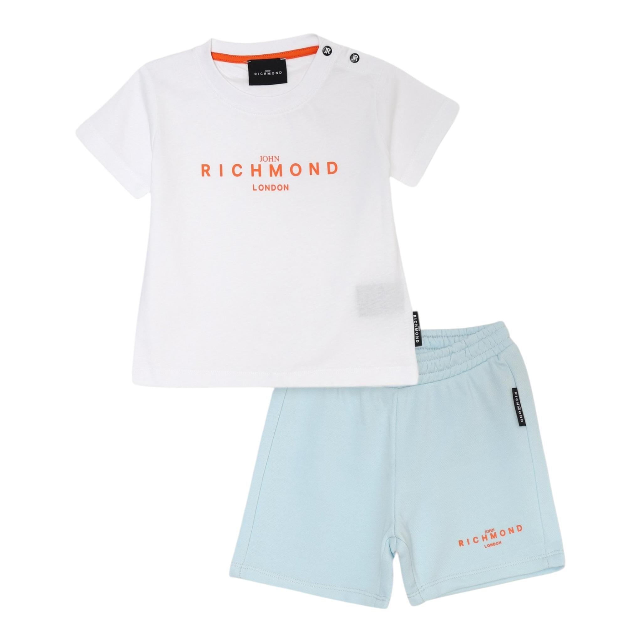 John Richmond Completo 2 Pezzi T-Shirt-Bermuda Bicolore Bianco/Azzurro per Neonato RIP25018CFX BIANCO/AZZURRO JOHN RICHMOND 