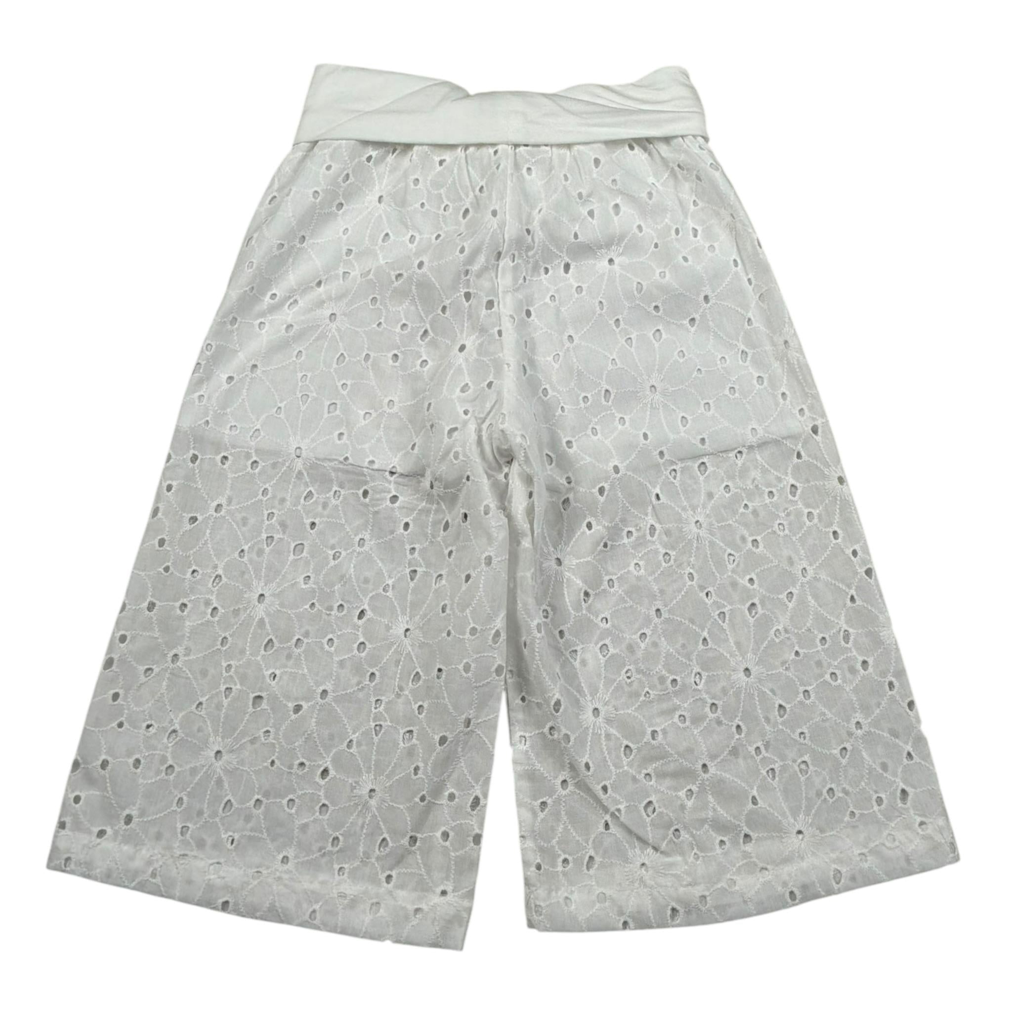 M+E' Pantalone Palazzo Tinta Unita In Pizzo Sangallo per Bambina UE1801 BIANCO M+E' 