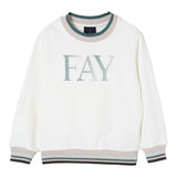 Fay Felpa Tinta Unita con Profili In Contrasto per Bambino FW4P30 BIANCO FAY 