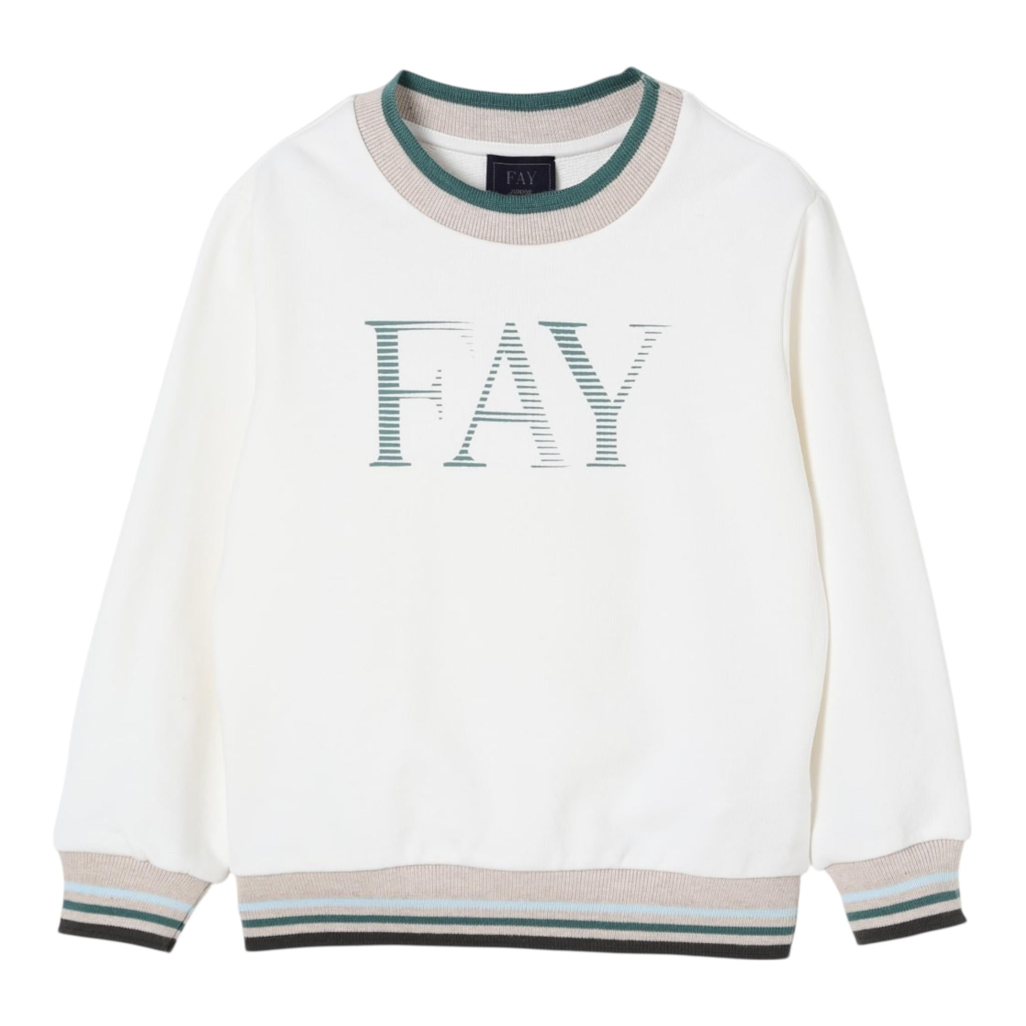 Fay Felpa Tinta Unita con Profili In Contrasto per Bambino FW4P30 BIANCO FAY 