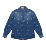 Vicolo Camicia Manica Lunga In Denim Tinta Unita Con Stampa Stelle Blu Per Bambina
