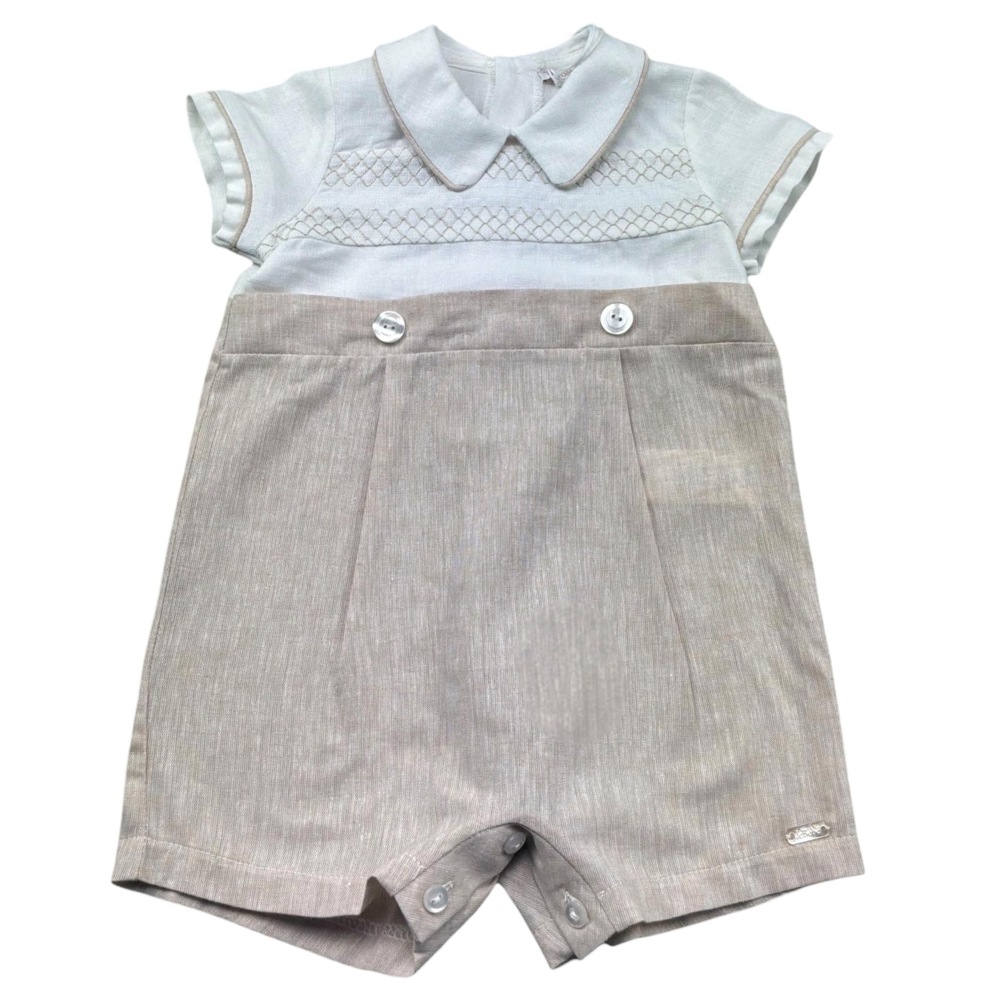 Le Bebe Pagliaccetto Mezza Manica Bicolore per Neonato LBB5373 BIANCO/BEIGE LE BEBE 