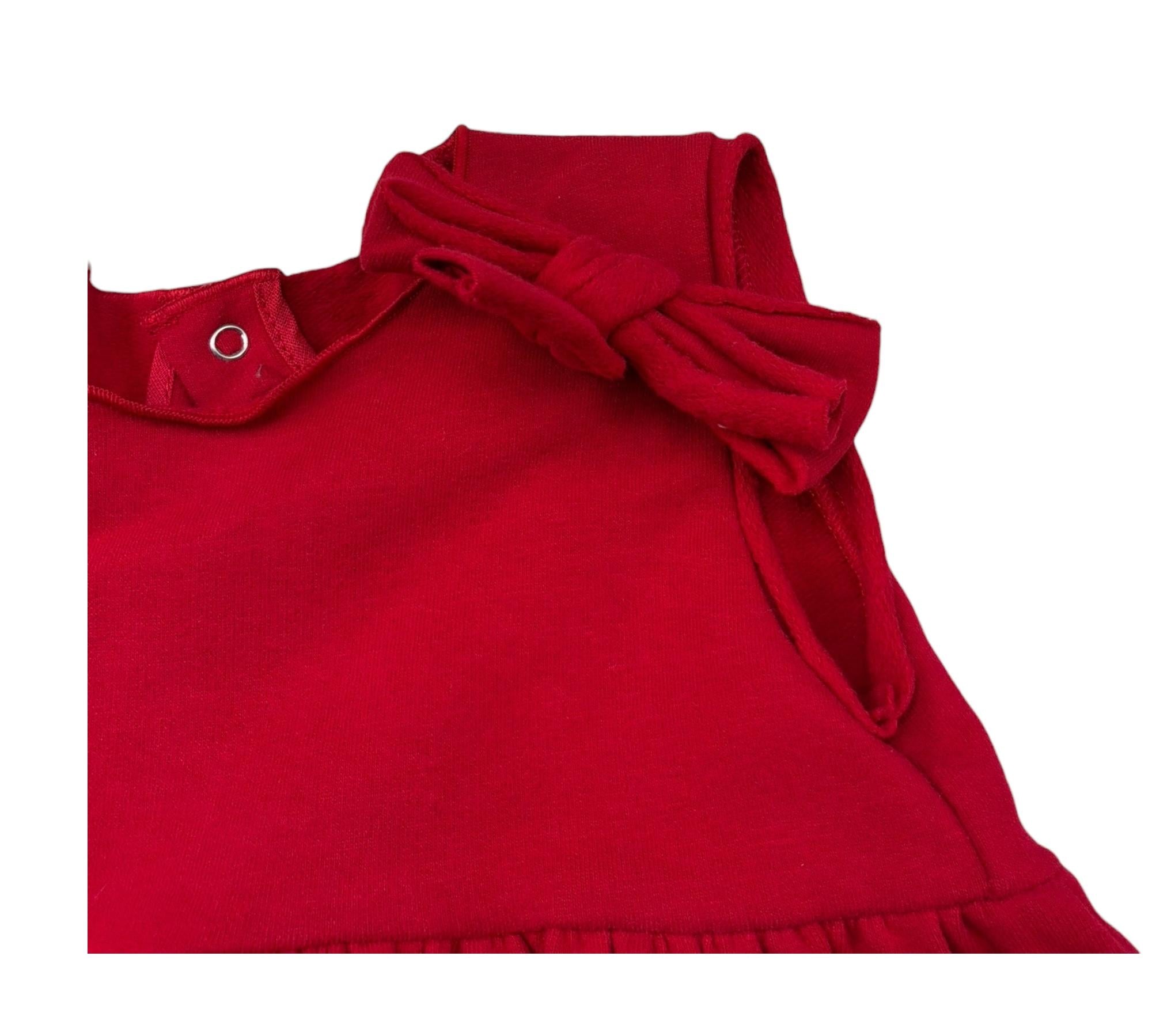 Le Bebe Abito Giromanica Tinta Unita con Fiocco per Bambina LBG0916J ROSSO LE BEBE 