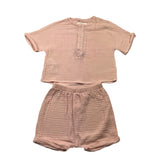 Teddy E Minou Complet T-Shirt-Bermuda Tinta Unita Rosa Per Neonata