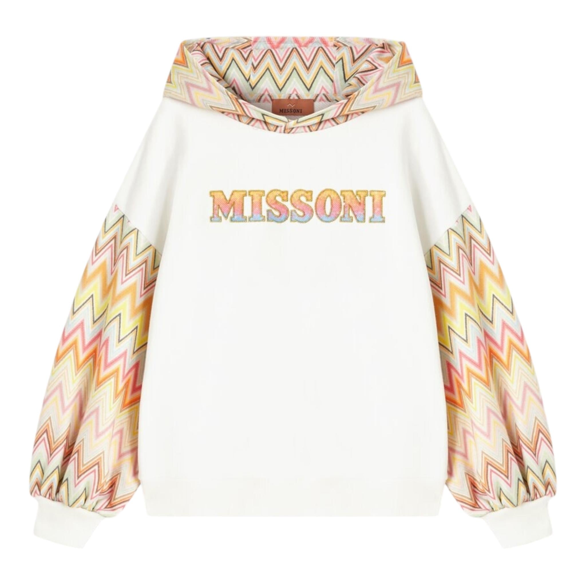MISSONI felpa chiusa girocollo tinta unta con maniche in contrasto Bianco per Bambina MV4A20 BIANCO MISSONI 