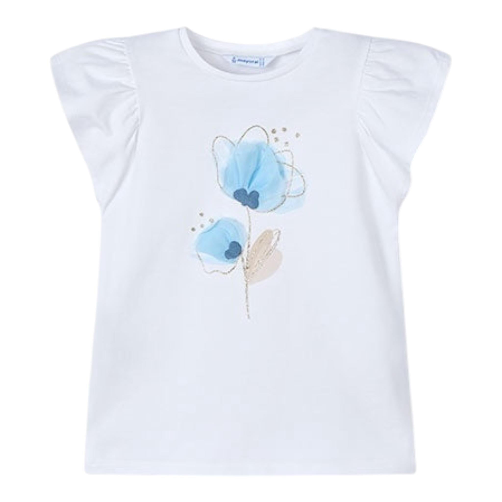 Mayoral T-Shirt Girocollo Tinta Unita con Stampa per Bambina 3002X BIANCO MAYORAL 