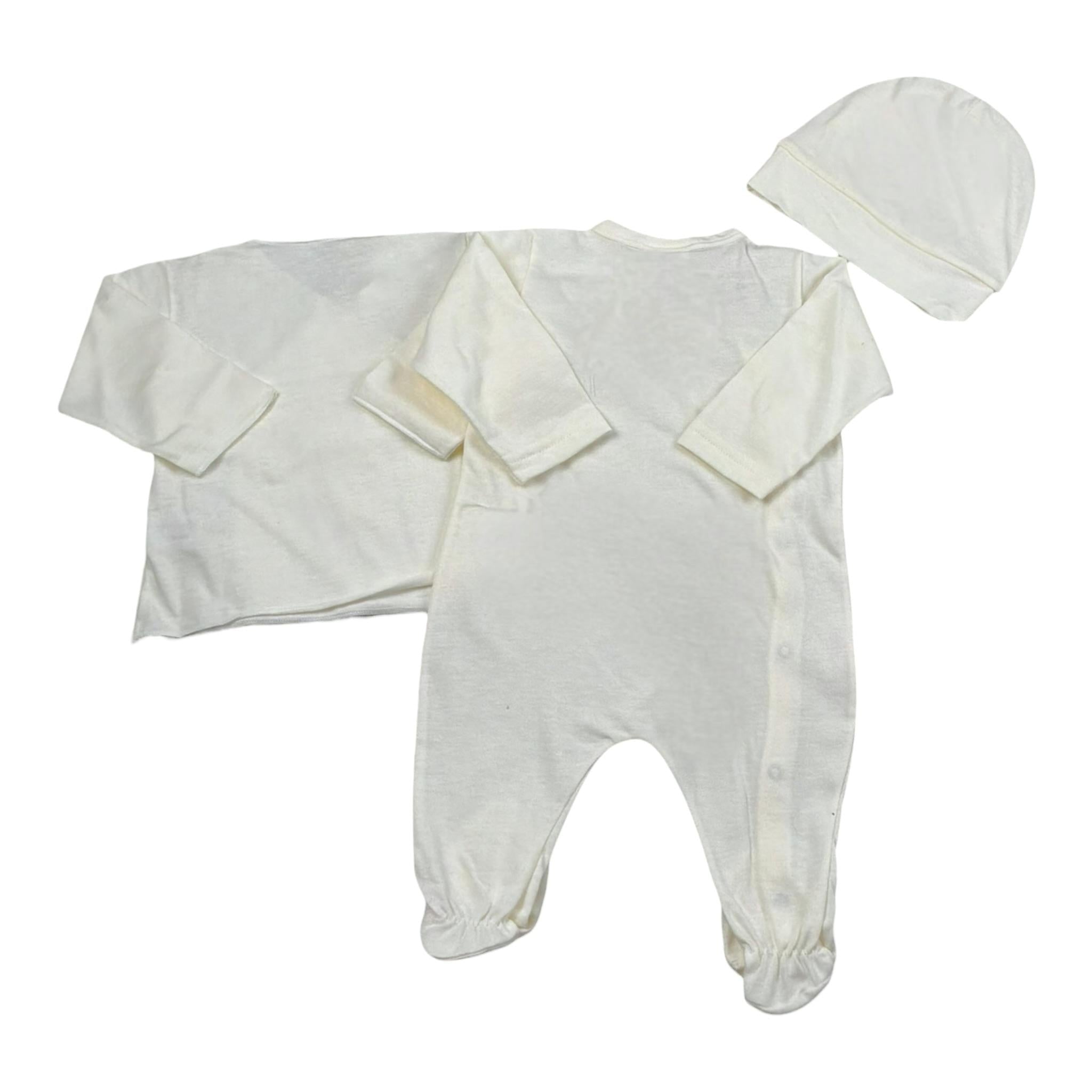 Babyvip Completo 3 Pezzi Tutina-Camicia Della Fortuna-Cappello per Neonato T72644 BEIGE BABYVIP 