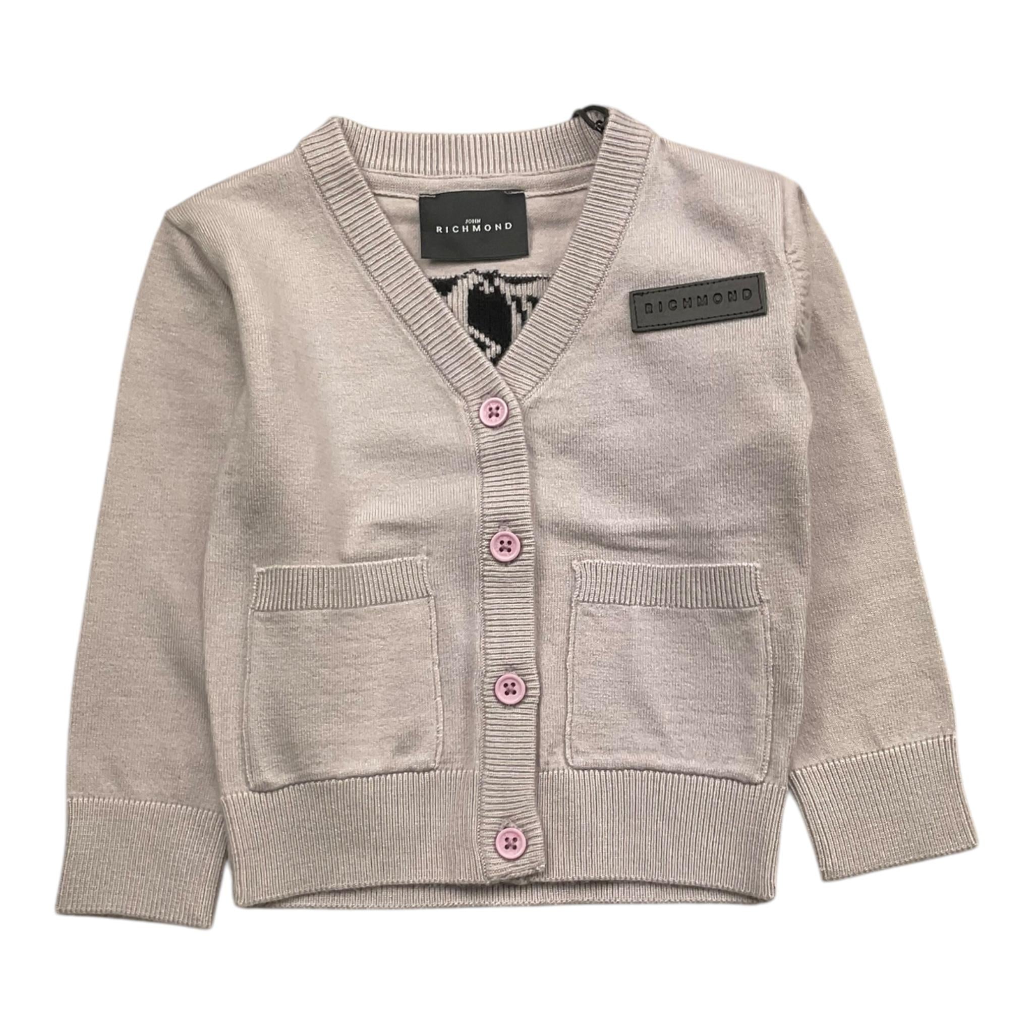 JOHN RICHMOND cardigan tinta unita con stampa Fango per Neonata RIA25023CD FANGO JOHN RICHMOND 