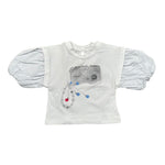 Miss Grant T-Shirt Girocollo Tinta Unita con Stampa per Neonata MG1235N BIANCO MISS GRANT 