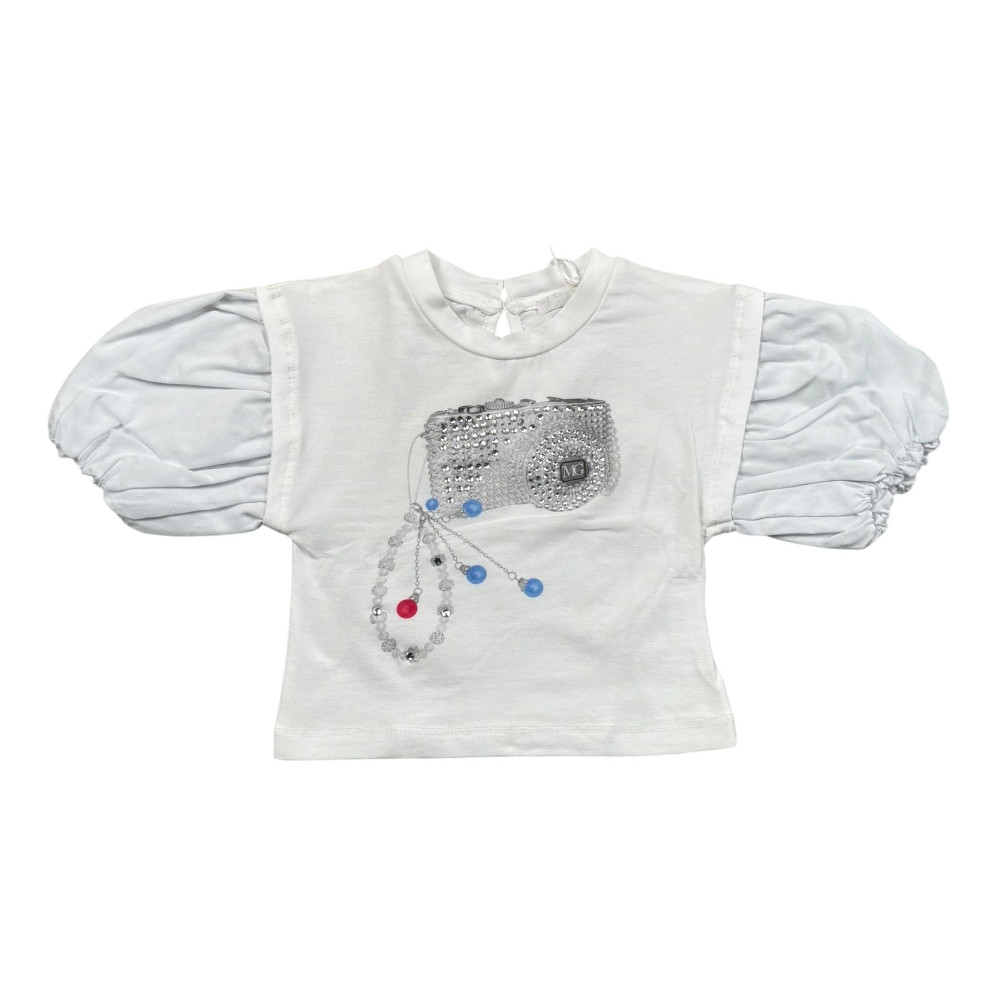 Miss Grant T-Shirt Girocollo Tinta Unita con Stampa per Neonata MG1235N BIANCO MISS GRANT 