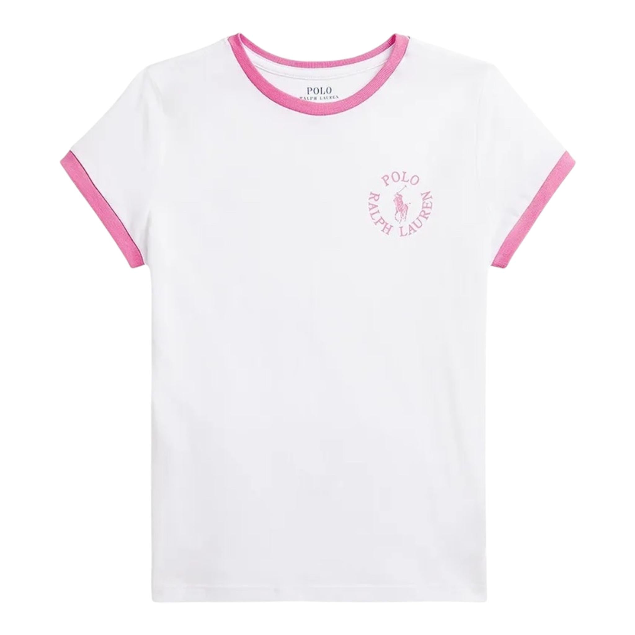 Ralph Lauren T-Shirt Girocollo Tinta Unita con Stampa per Bambina 313965017002 BIANCO RALPH LAUREN 