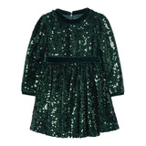 ABEL & LULA abito tinta unita con cintura e paillettes Verde per Bambina 5528X VERDE ABEL & LULA 