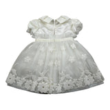 Colori Chiari Abito Mezza Manica tinta unita con Tulle Bianco per Neonata ABTCL BIANCO COLORI CHIARI 
