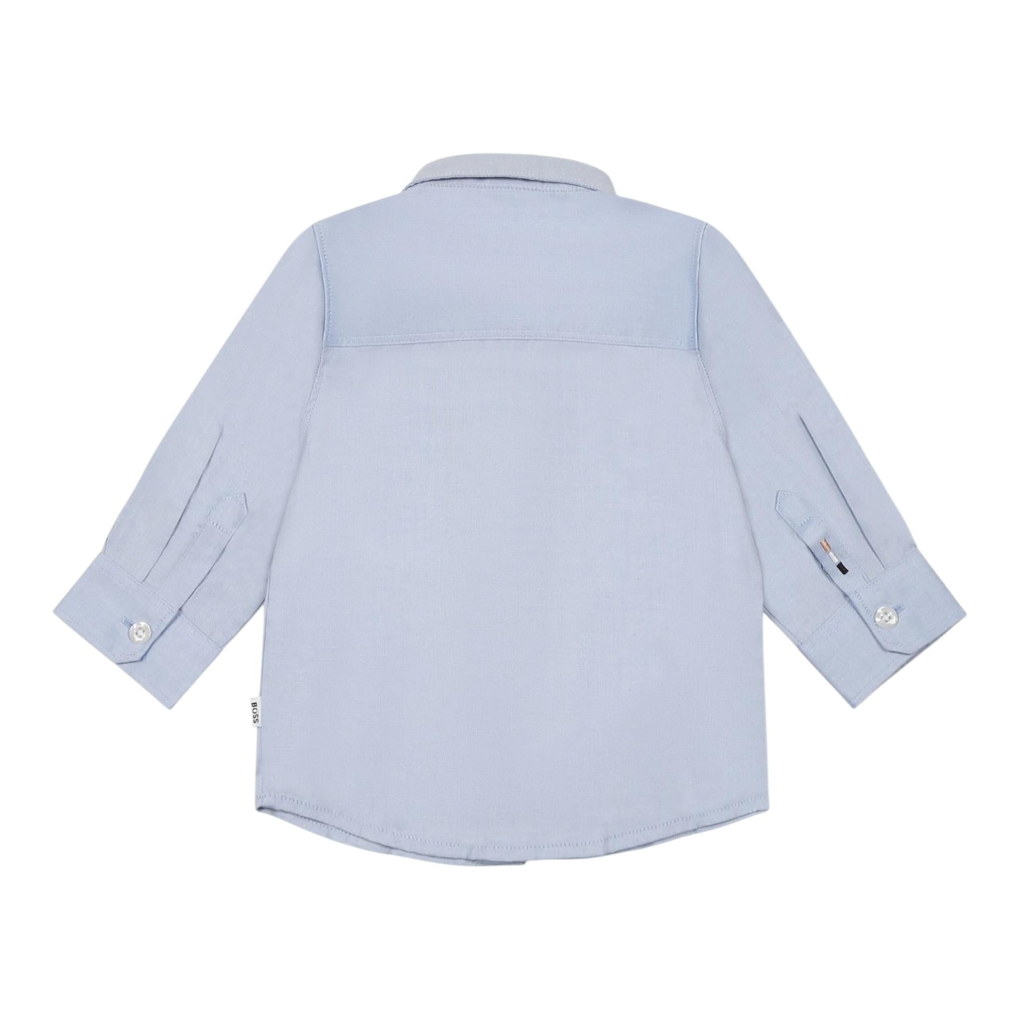 Boss Camicia Manica Lunga Tinta Unita per Bambino J52009E AZZURRO BOSS 