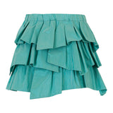 DOU DOU gonna tinta unita con balze ed elastico in vita Verde acqua per Bambina DV7A91 VERDE ACQUA DOU DOU 