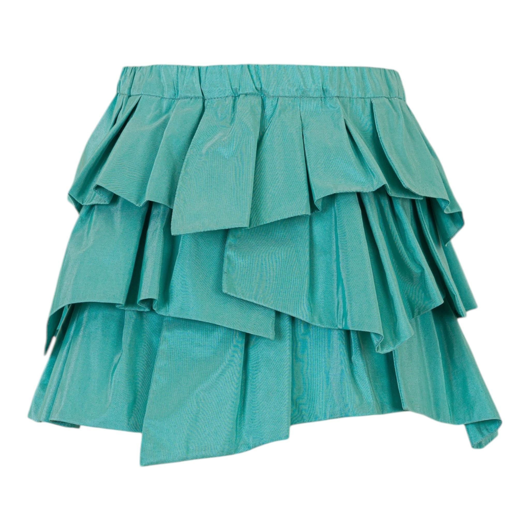 DOU DOU gonna tinta unita con balze ed elastico in vita Verde acqua per Bambina DV7A91 VERDE ACQUA DOU DOU 