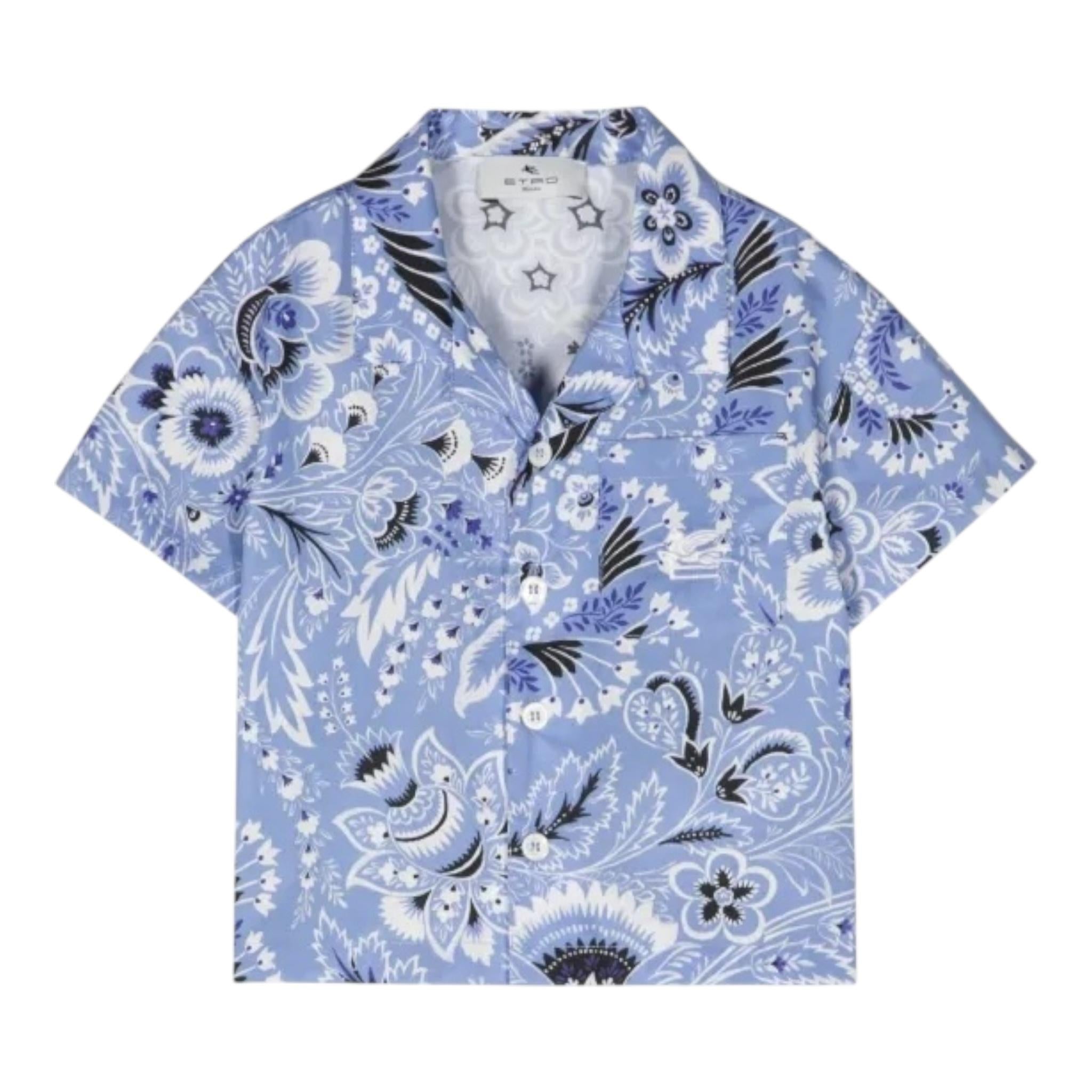 Etro Camicia Mezza Manica con Fantasia per Bambino GU5P01 AZZURRO ETRO 