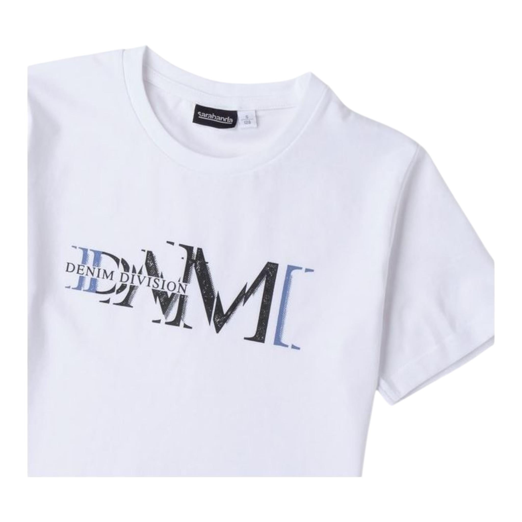 Sarabanda T-Shirt Girocollo Tinta Unita con Stampa per Bambino 0B735 BIANCO SARABANDA 