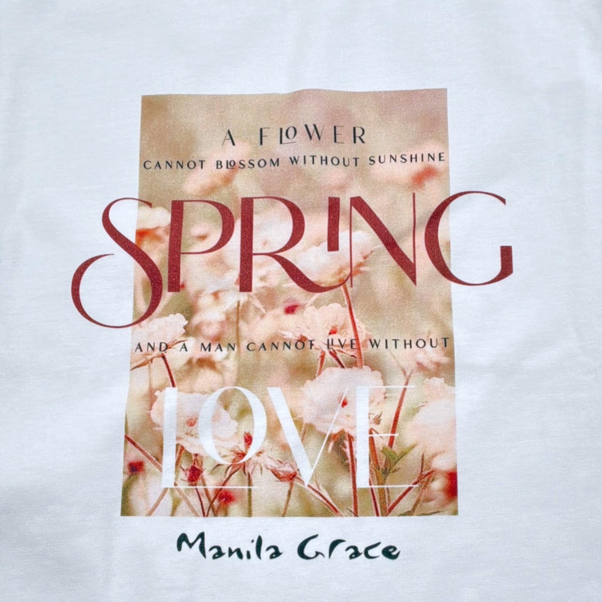 Manila Grace T-Shirt Girocollo Tinta Unita con Stampa per Bambina 254TMJS25 BIANCO MANILA GRACE 
