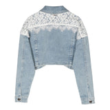 Twinset Giubbino In Denim Tinta Unita Con Ricami Azzurro Per Bambina