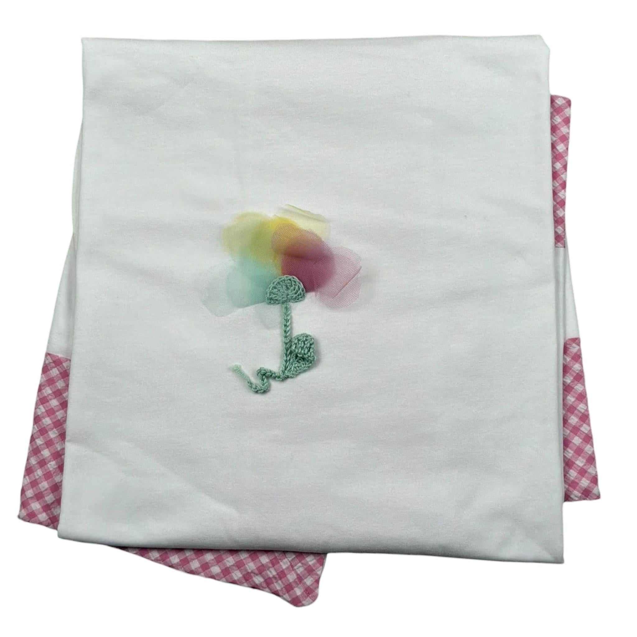 Lalalu' Coperta Tinta Unita con Applicazione per Neonata COL6M BIANCO LALALU' 