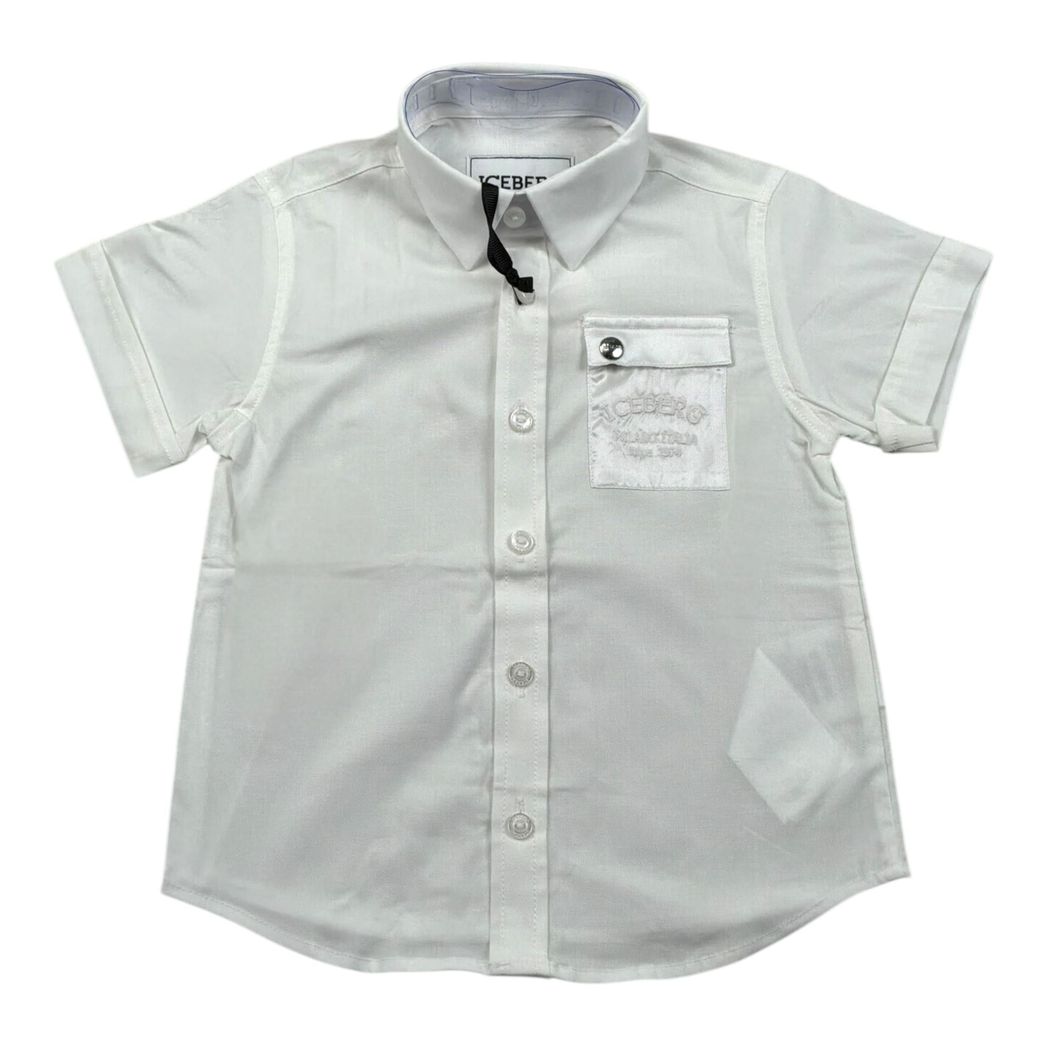 Iceberg Camicia Mezza Manica Tinta Unita per Neonato CMICE5108B BIANCO ICEBERG 