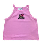 Moschino Canotta Tinta Unita con Stampa per Bambina HDM06Z ROSA MOSCHINO 
