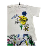Cesare Paciotti Completo 2 Pezzi T-Shirt-Bermuda Tinta Unita con Stampa per Neonato COMP5124B BIANCO CESARE PACIOTTI 