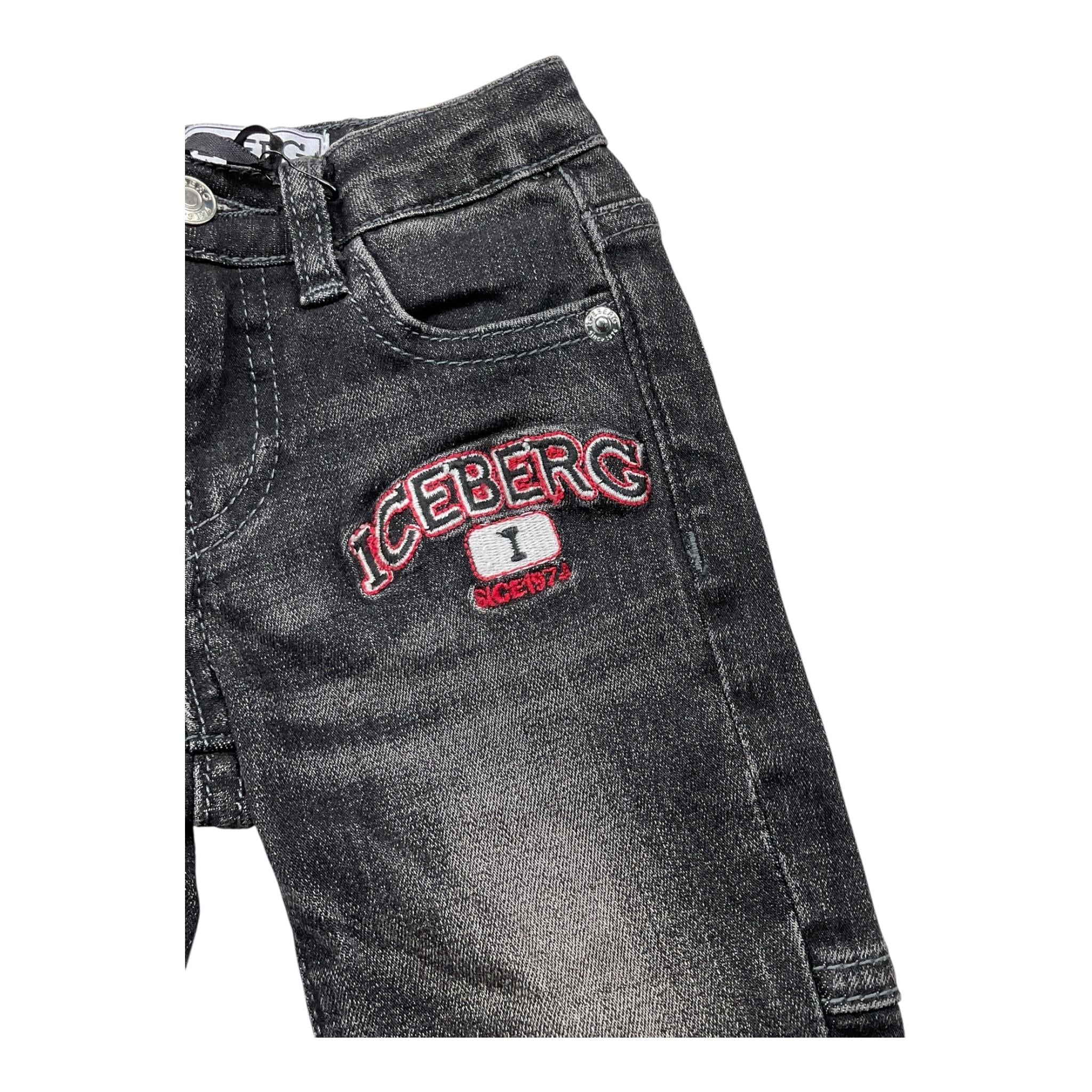 ICEBERG jeans tinta unita con girovita regolabile Nero per Neonato PTICE5308BX NERO ICEBERG 