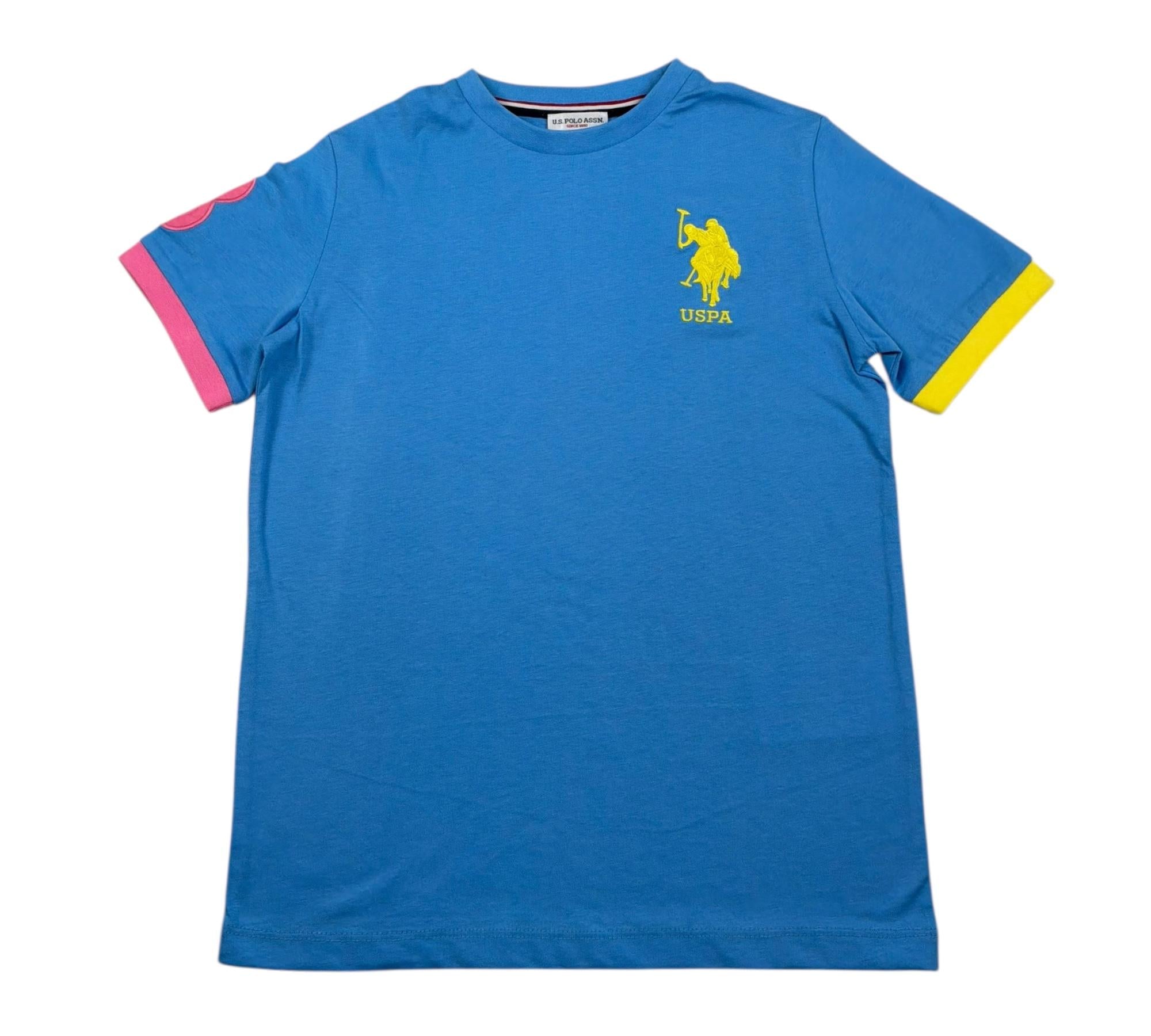 U.S. Polo Assn T-Shirt Girocollo Tinta Unita con Logo per Bambino US41554004 AZZURRO U.S. POLO ASSN 