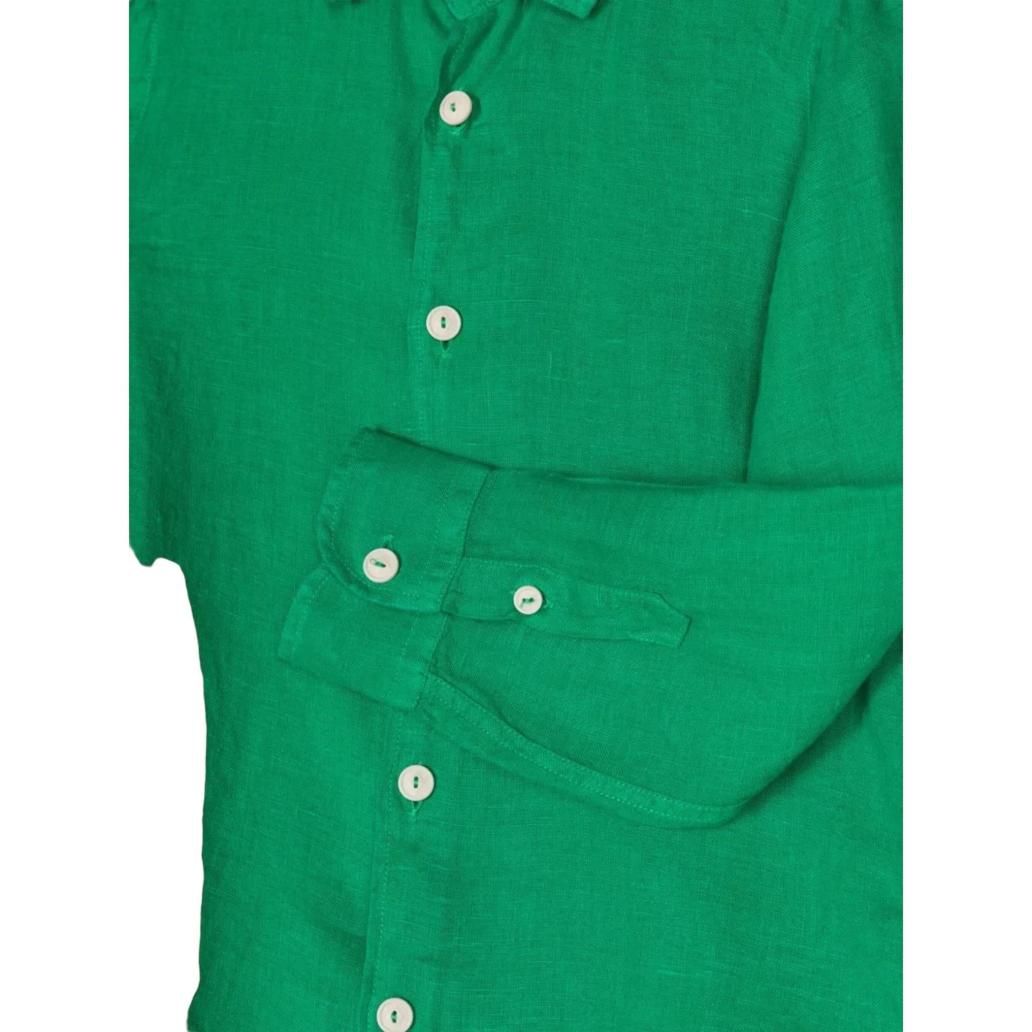 Saint Barth Camicia Manica Lunga Tinta Unita Collo Coreano per Bambino CMSNT VERDE SAINT BARTH 