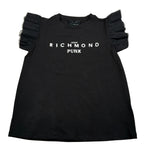 John Richmond T-Shirt tinta unita con Stampa E Rouches Nero per Bambina RGP23070TS NERO JOHN RICHMOND 