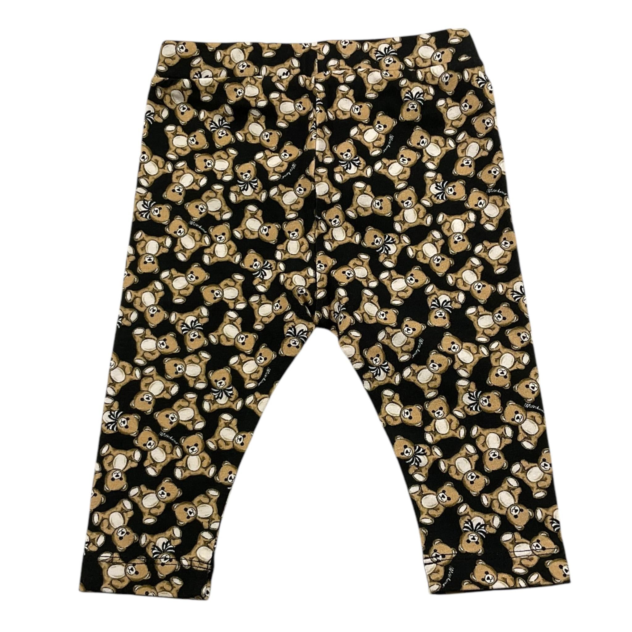 MOSCHINO leggins tinta unita con stampa orsacchiotti Nero per Neonata MHP032 NERO MOSCHINO 