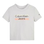 Calvin Klein T-Shirt Tinta Unita Girocollo con Stampa per Neonato IN0IN00068 GRIGIO CALVIN KLEIN 