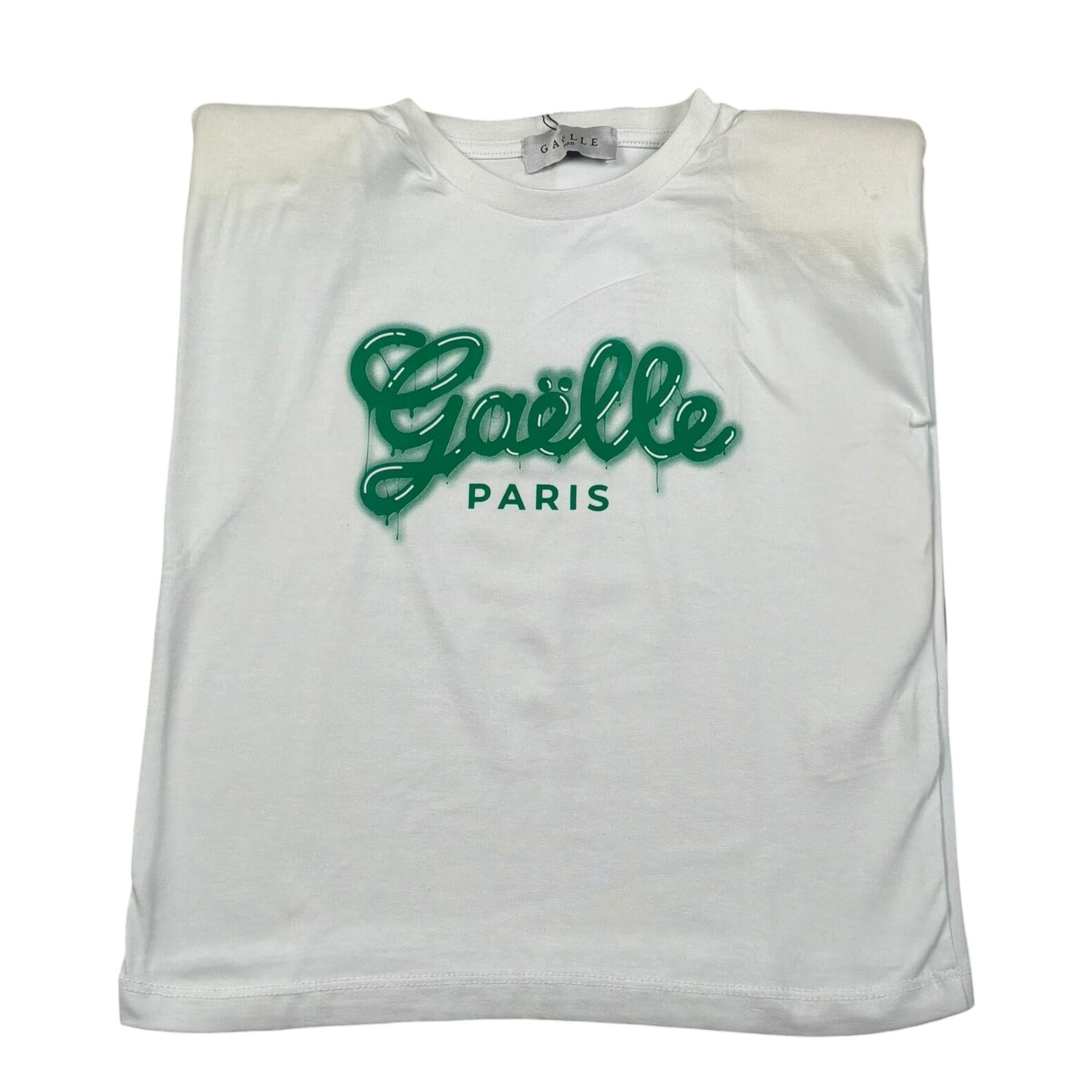Gaelle T-Shirt Girocollo Tinta Unita con Logo per Bambina 2746MY00004 BIANCO/VERDE GAELLE 