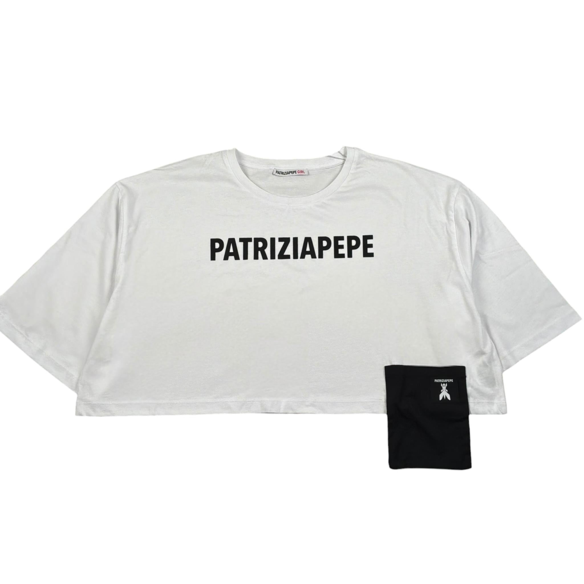 Patrizia Pepe T-Shirt Girocollo Tinta Unita Modello Crop per Bambina 7M0878 BIANCO PATRIZIA PEPE 