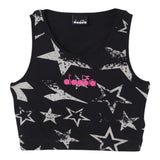 Diadora Top Giromanica Tinta Unita Con Stampa Nero Per Bambina