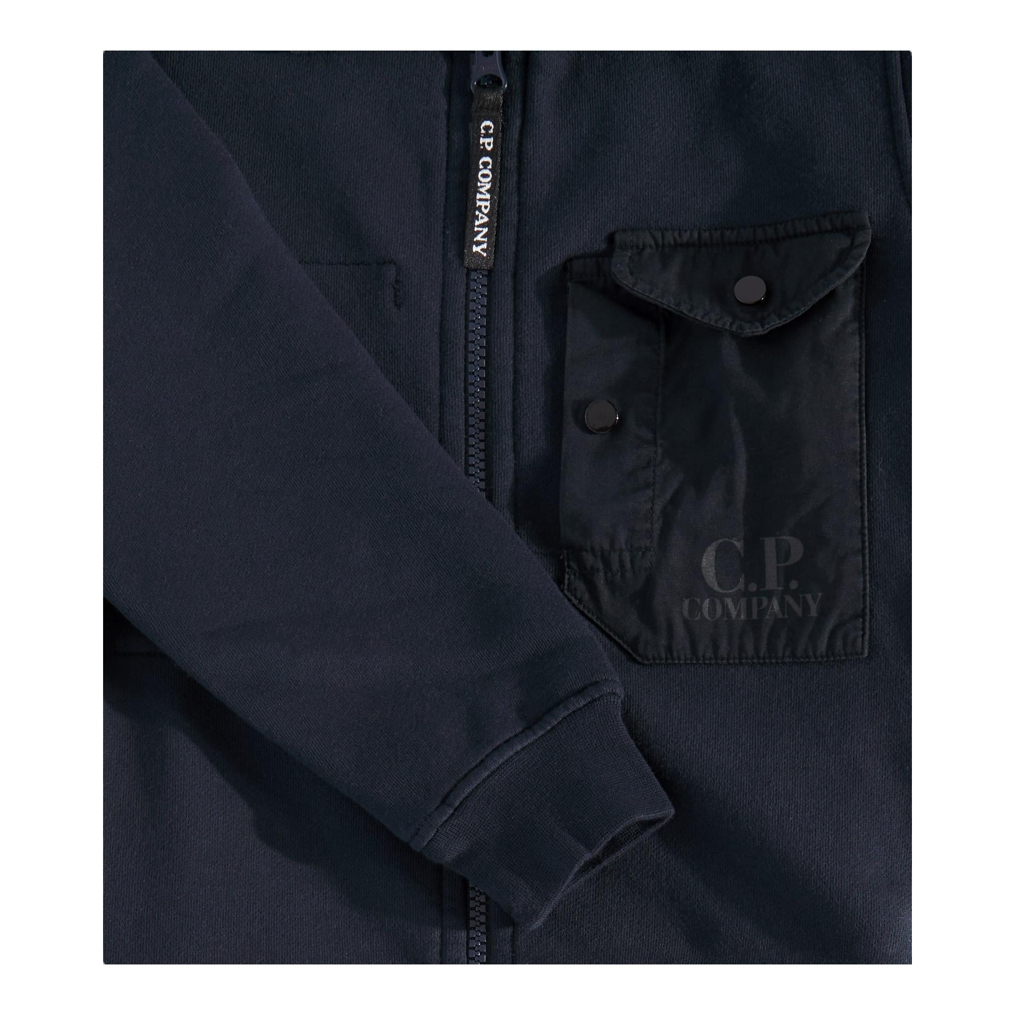 C.P. COMPANY felp con zip e colletto tinta unita Blu per Bambino CUF00T BLU C.P. COMPANY 