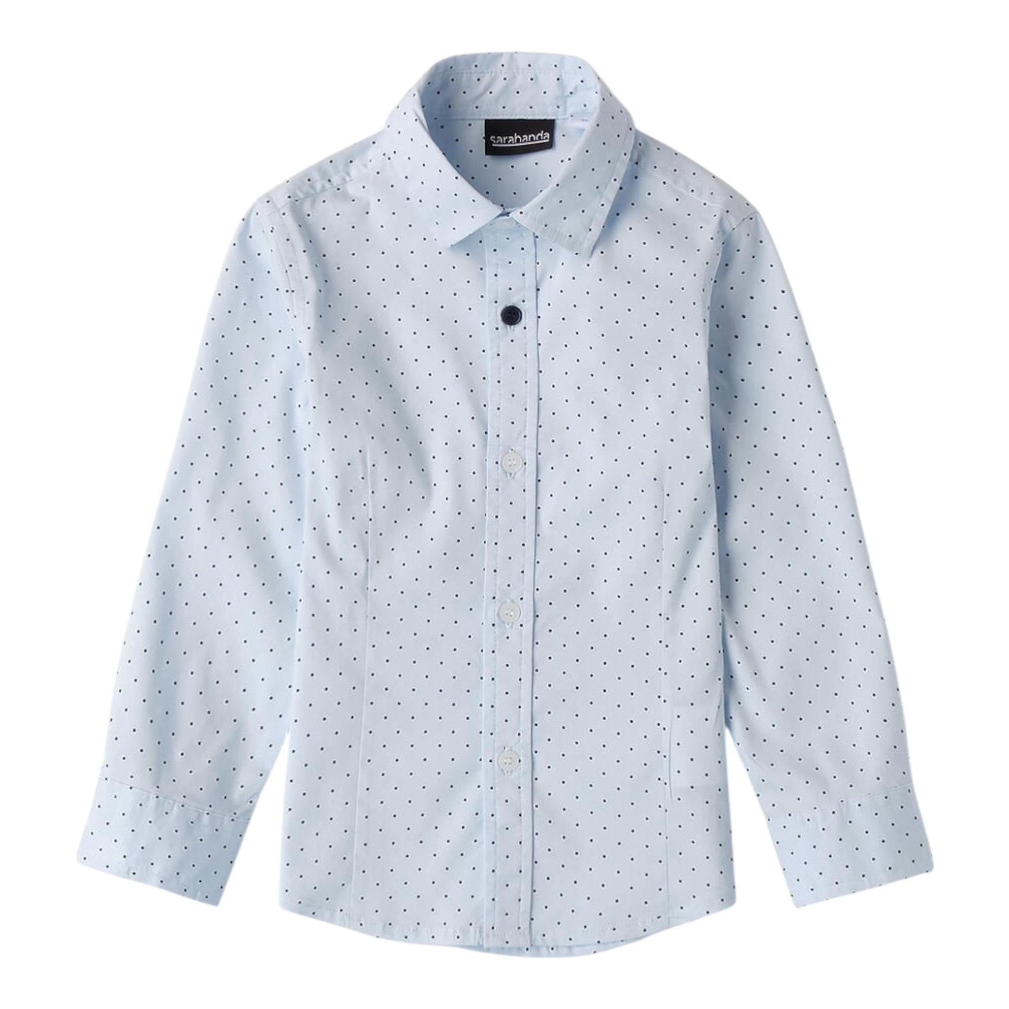 Sarabanda Camicia Manica Lunga Tinta Unita Fantasia Pois per Bambino 0A124 AZZURRO SARABANDA 