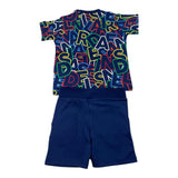 Daniele Alessandrini Completo T-Shirt Tinta Unita Logata-Bermuda Blu Per Neonato