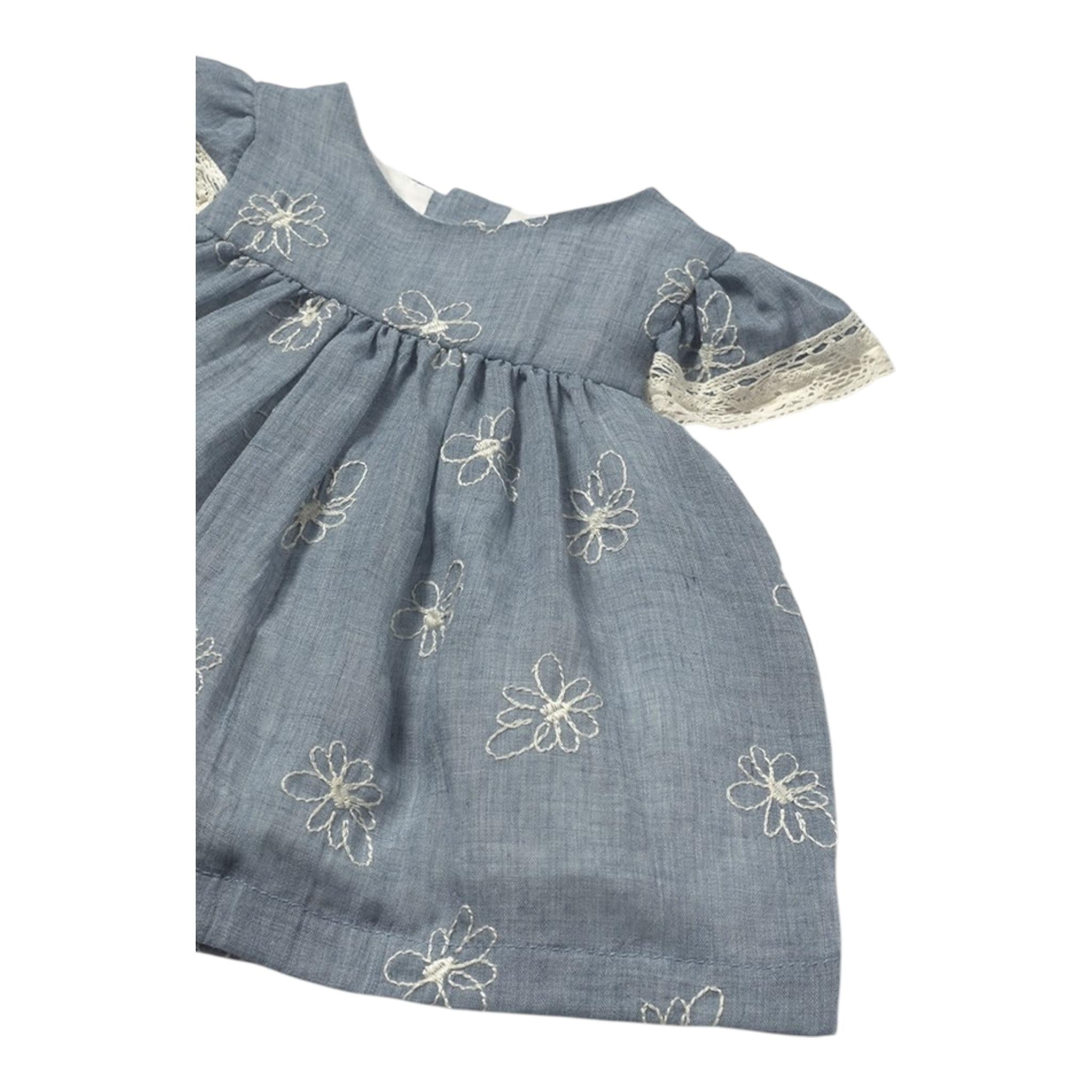 Mayoral Set Abito-Coulotte Tinta Unita con Ricami per Neonata 1848 AZZURRO MAYORAL 