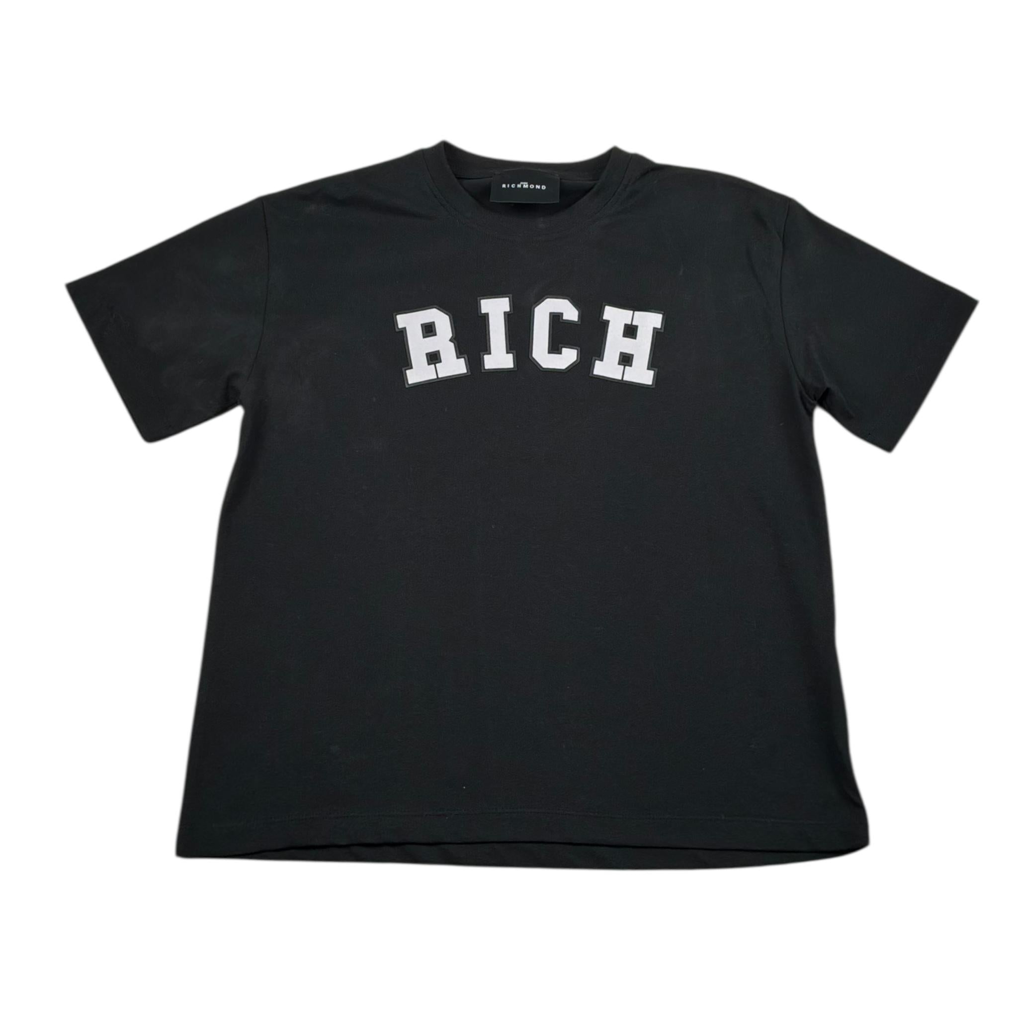 John Richmond T-Shirt Girocollo Tinta Unita con Stampa per Bambino RBP26012TS NERO JOHN RICHMOND 