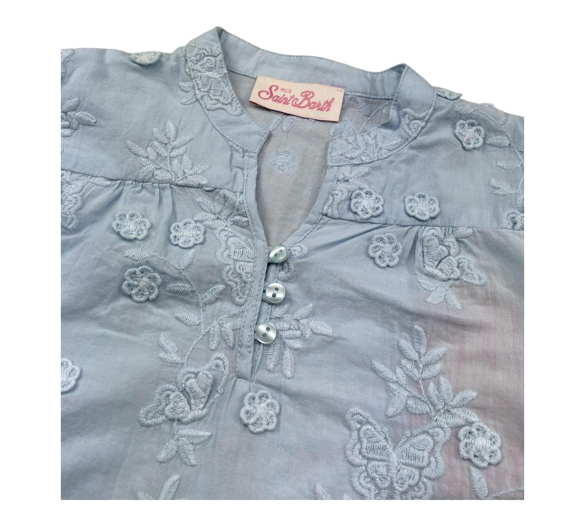 Saint Barth Camicia Manica Lunga Fantasia Zebrata per Bambina HARPERXXX AZZURRO SAINT BARTH 