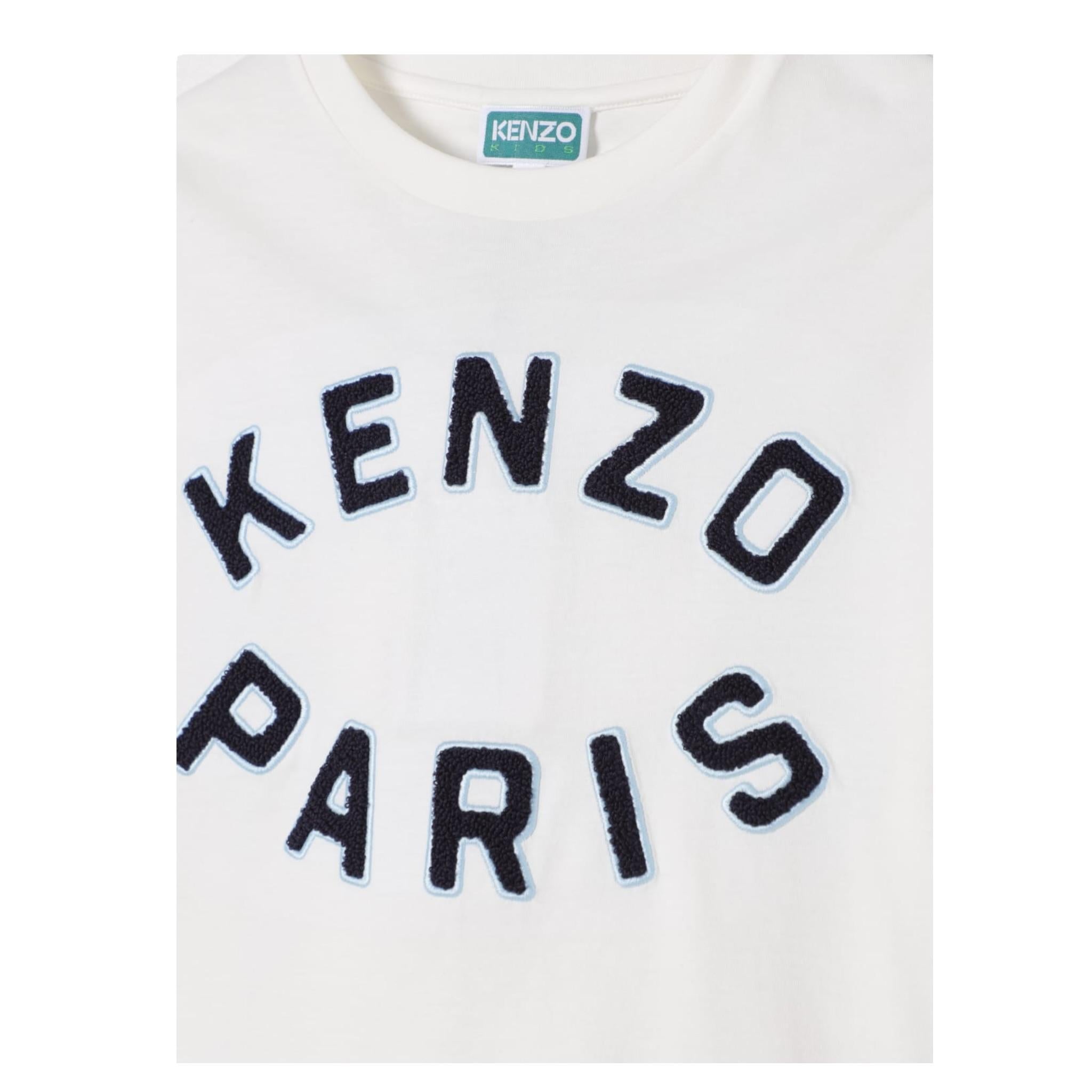 Kenzo T.Shirt Girocollo Tinta Unita con Logo per Bambino K61163 BIANCO KENZO 
