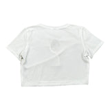 Please T-Shirt Modello Crop Tinta Unita con Brillantini per Bambina MB26032G73 BIANCO PLEASE 