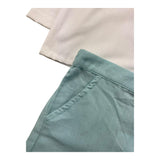 Babidu Completo 2 Pezzi Camicia-Bermuda Bicolore Bianco/Verde Acqua Per Neonata