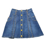 Balmain Gonna In Denim Tinta Unita Con Zip Blu Per Bambina