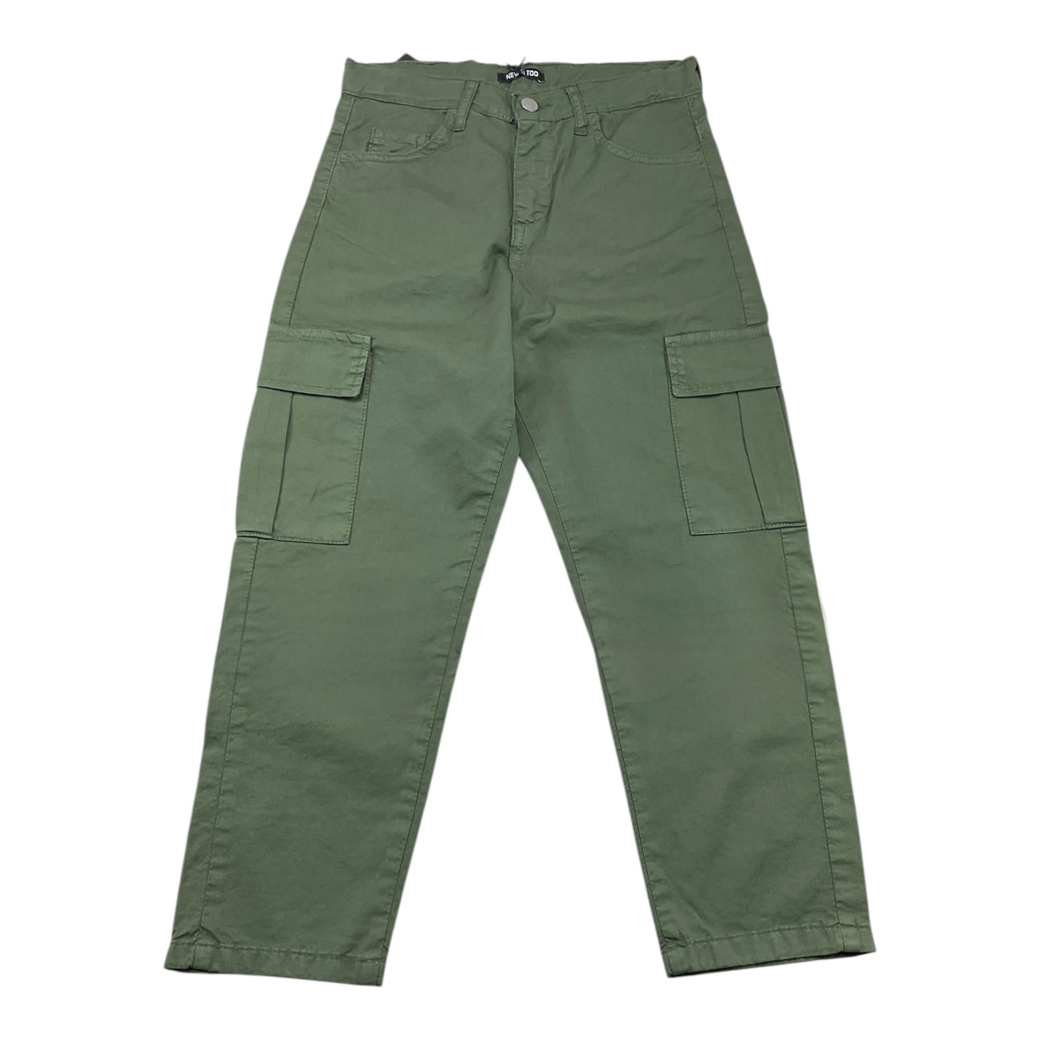 NEVER TOO pantalone tinta unita con girovita regolabile Verde per Bambino NT1906R VERDE NEVER TOO 